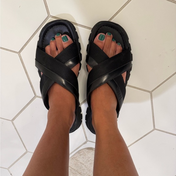 Women’s Prada Black Crisscross Slide Sandals - Picture 12 of 15